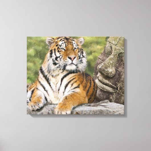 Tiger und Buddha Leinwanddruck (Vorderseite)