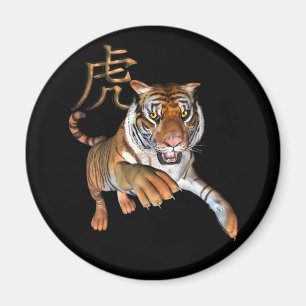 Tiger und Chinesischer Symbol-Kühlschrankmagnet Magnet