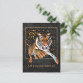 Tiger und Chinesisches Symbol Postkarte (Stehend Vorderseite)