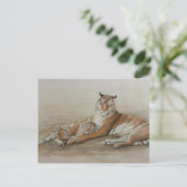 Tiger und Cube Cat Art Postkarte (Stehend Vorderseite)