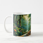 Tiger und Cube in einem üppigen Dschungel Gemälde Kaffeetasse (Links)