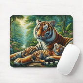 Tiger und Cube in einem üppigen Dschungel Gemälde Mousepad (Mit Mouse)