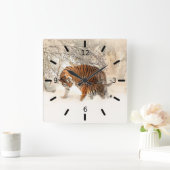 Tiger und Cube Quadratische Wanduhr (Zuhause)
