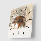 Tiger und Cube Quadratische Wanduhr (Winkel)