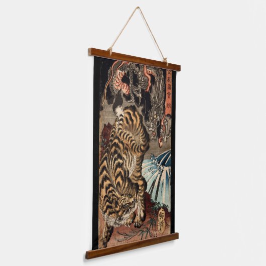 Tiger und Drache, Kuniyoshi, Ukiyo-e Wandteppich Mit Holzrahmen (Gewinkelt)