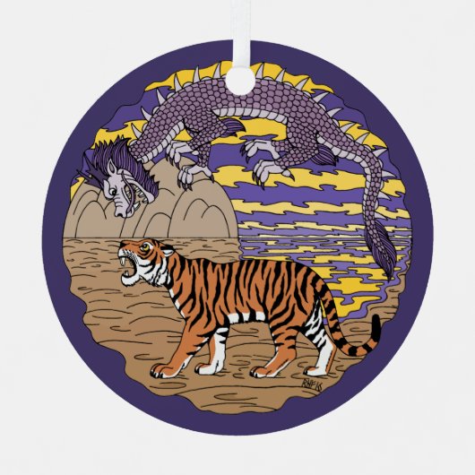 Tiger und Drache Ornament Aus Metall (Vorderseite)