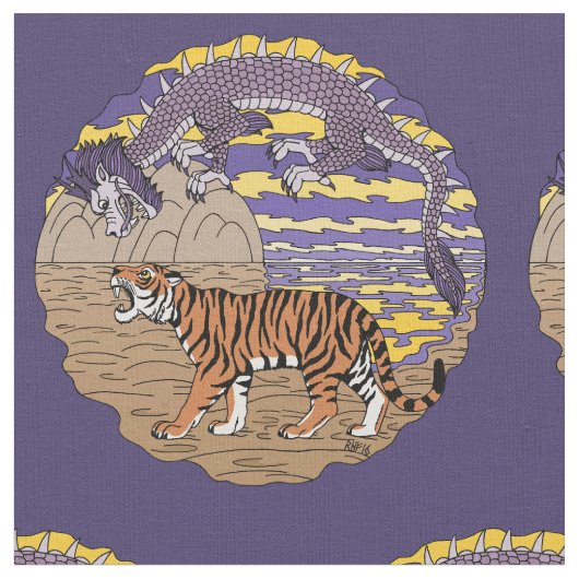 Tiger und Drache Stoff (Nahaufnahme)