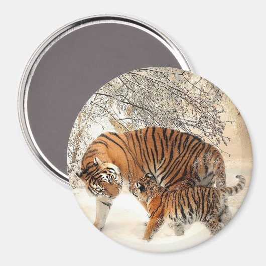 Tiger und ihr Cub Magnet (Vorderseite/Rückseite)
