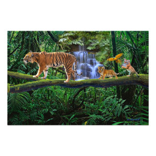 TIGER UND IHRE JUNGEN FOTODRUCK