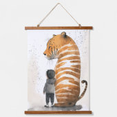 Tiger und Junge Wandteppich Mit Holzrahmen (Vorderseite)