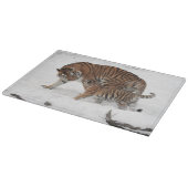 Tiger und Jungtier im Schnee Schneidebrett (Ecke)