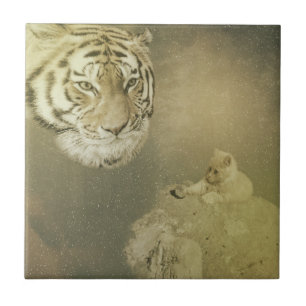 Tiger und Kitten, Keramik Fliese