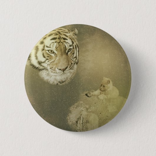 Tiger und Kitten, rundes Abzeichen Button (Vorderseite)