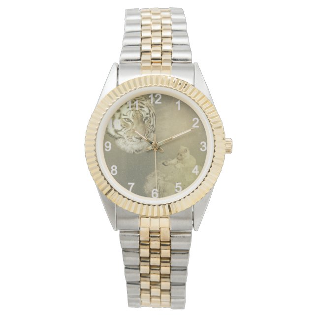 Tiger und Kitten, Unisex-Armbanduhr Armbanduhr (Vorderseite)