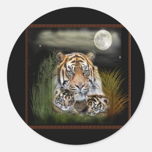 Tiger und Knochen Runder Aufkleber