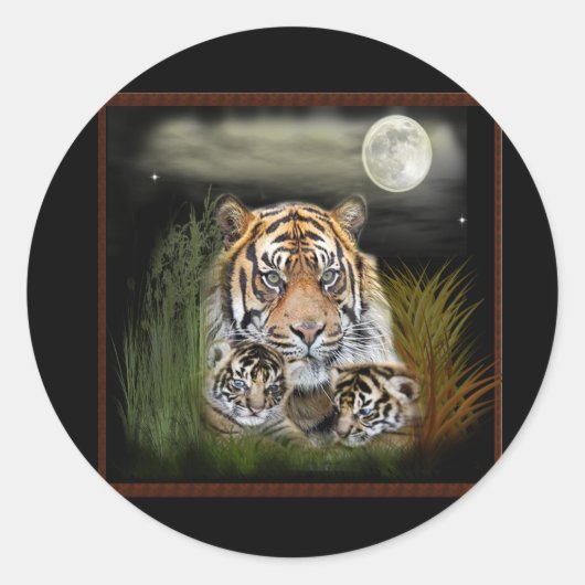 Tiger und Knochen Runder Aufkleber (Vorderseite)