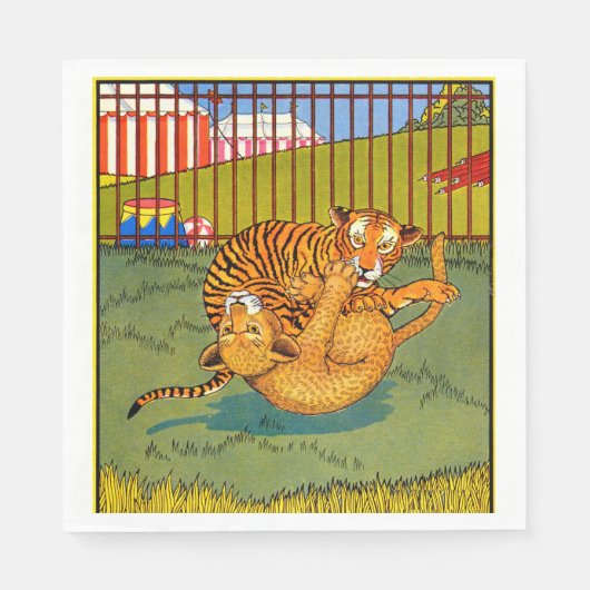 Tiger und Leoparden-Wrestling Serviette (Vorderseite)