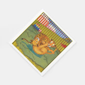 Tiger und Leoparden-Wrestling Serviette (Ecke)