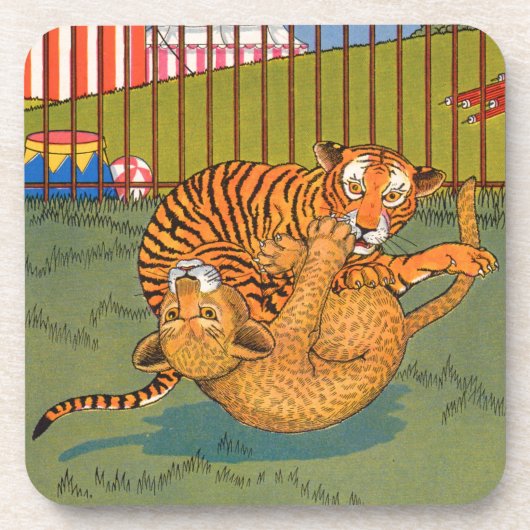 Tiger und Leoparden-Wrestling Untersetzer (Vorderseite)