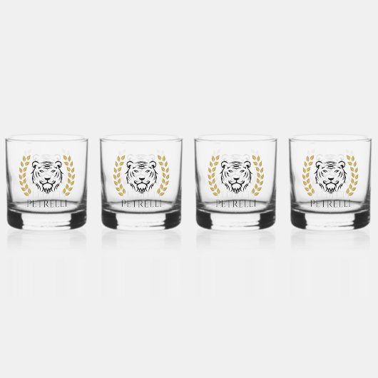 Tiger und Lorbeeren Whiskyglas (Vorderseite)