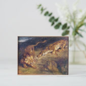 Tiger und Löwe Postkarte (Stehend Vorderseite)