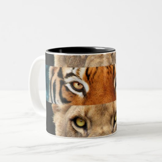 Tiger- und Löweaugen Foto Zweifarbige Tasse (Vorderseite Links)