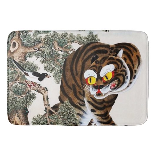 Tiger und Magpie Minhwa unter Pine Tree Badematte (Vorderseite)