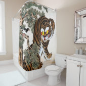 Tiger und Magpie Minhwa unter Pine Tree Duschvorhang (Beispiel)