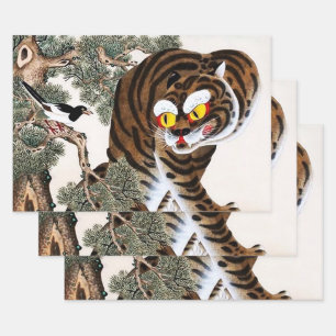 Tiger und Magpie Minhwa unter Pine Tree Geschenkpapier Set