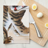Tiger und Magpie Minhwa unter Pine Tree Geschirrtuch (Viertel Falte)