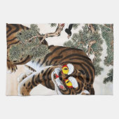 Tiger und Magpie Minhwa unter Pine Tree Geschirrtuch (Horizontal)