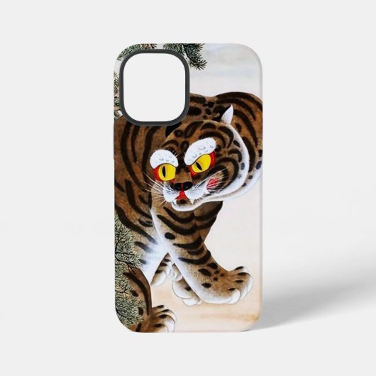Tiger und Magpie Minhwa unter Pine Tree iPhone Hülle (Rückseite)