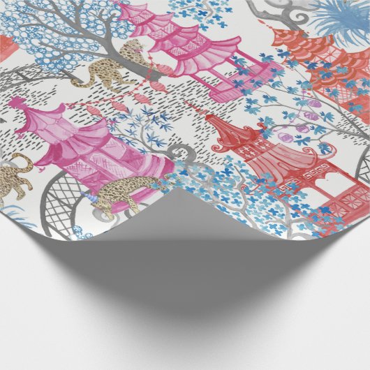 Tiger und Pagoda-Wald in scharfen Geschenkpapier (Ecke)