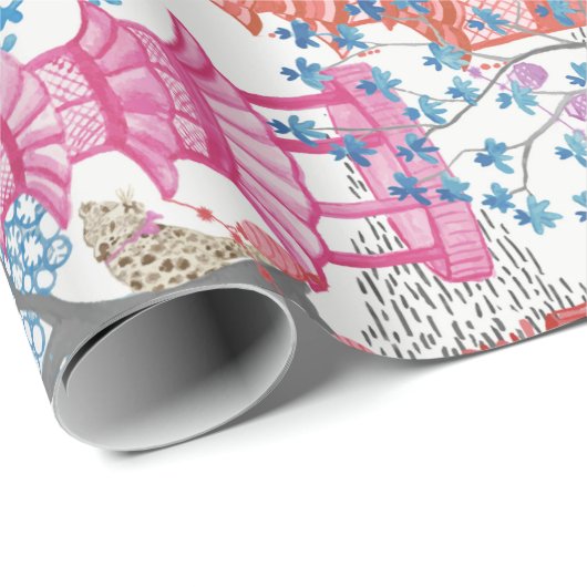 Tiger und Pagoda-Wald in scharfen Geschenkpapier (Rolleneckpunkt)