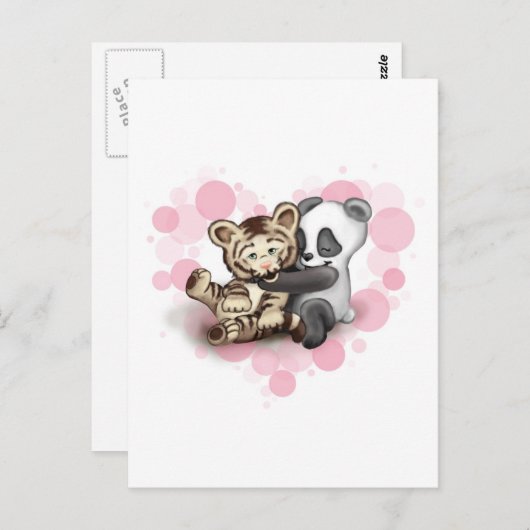 Tiger und Panda Postkarte (Vorne/Hinten)