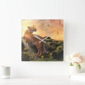TIGER UND SCHALTFLY SUNSET QUADRATISCHE WANDUHR (Zuhause)