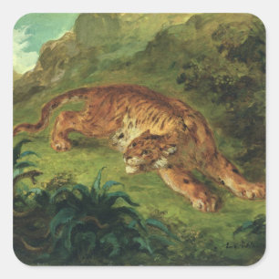 Tiger und Schlange, 1858 Quadratischer Aufkleber