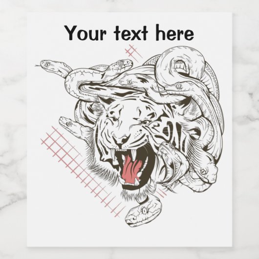 Tiger und Schlangen Weinetikett (Einzelnes Label)