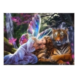 Tiger und Schmetterling Fotodruck