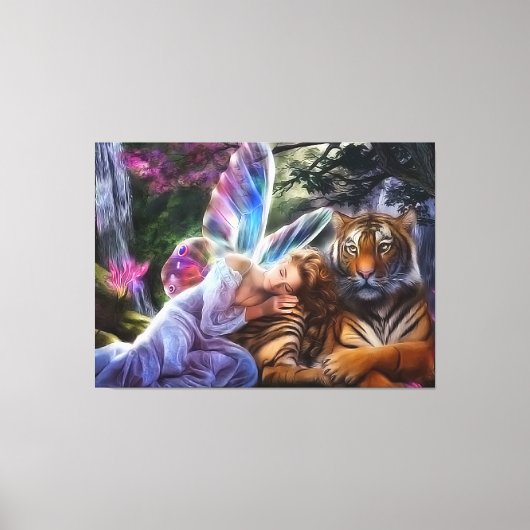 Tiger und Schmetterling Leinwanddruck (Vorderseite)