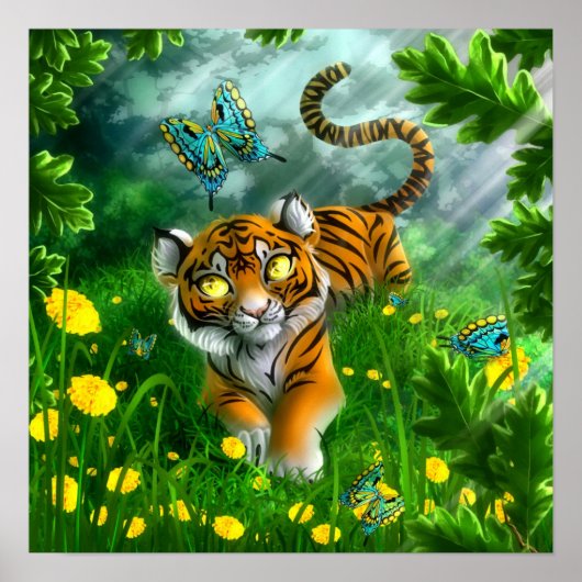 Tiger und Schmetterlinge Poster (Vorne)