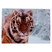 Tiger und Schnee Große Geschenktüte (Rückseite)