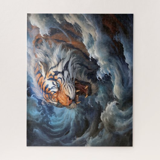 Tiger und Sturm Surreal Fantasy Art Puzzle (Vertikal)