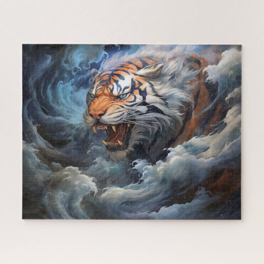 Tiger und Sturm Surreal Fantasy Art Puzzle (Horizontal)