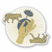 Tiger und Sunburst Boho Graphic Aufkleber (Vorderseite)