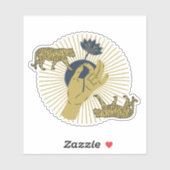 Tiger und Sunburst Boho Graphic Aufkleber (Blatt)
