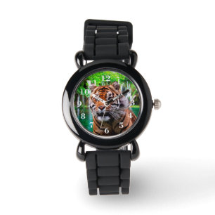 Tiger und Wasserfall Armbanduhr