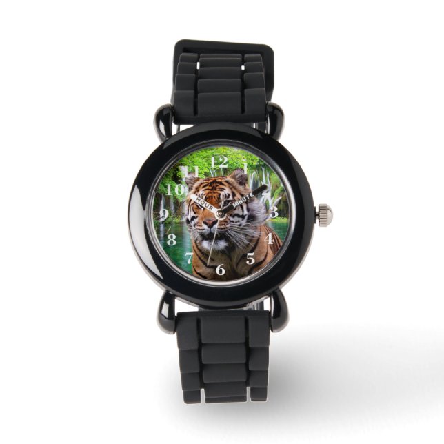 Tiger und Wasserfall Armbanduhr (Vorderseite)