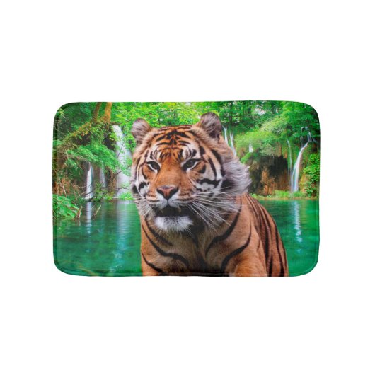 Tiger und Wasserfall Badematte (Vorderseite)