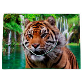 Tiger und Wasserfall Große Geschenktüte (Vorderseite)
